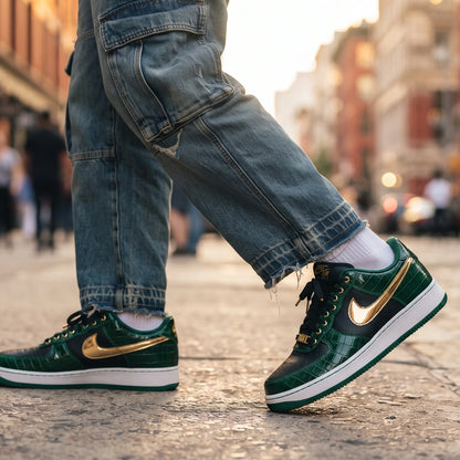 Custom Sneaker Emerald Croc Gold Chain Lows
