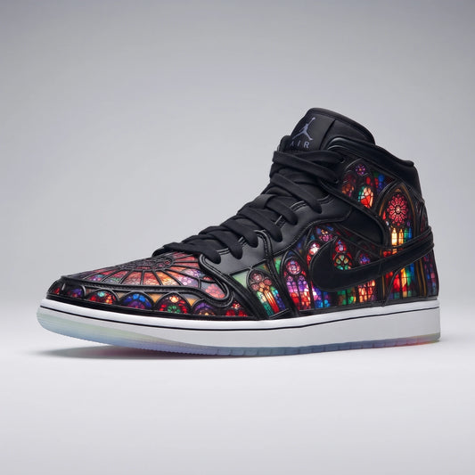 Custom Sneaker Gothic Cathedral Stained Glass Mids