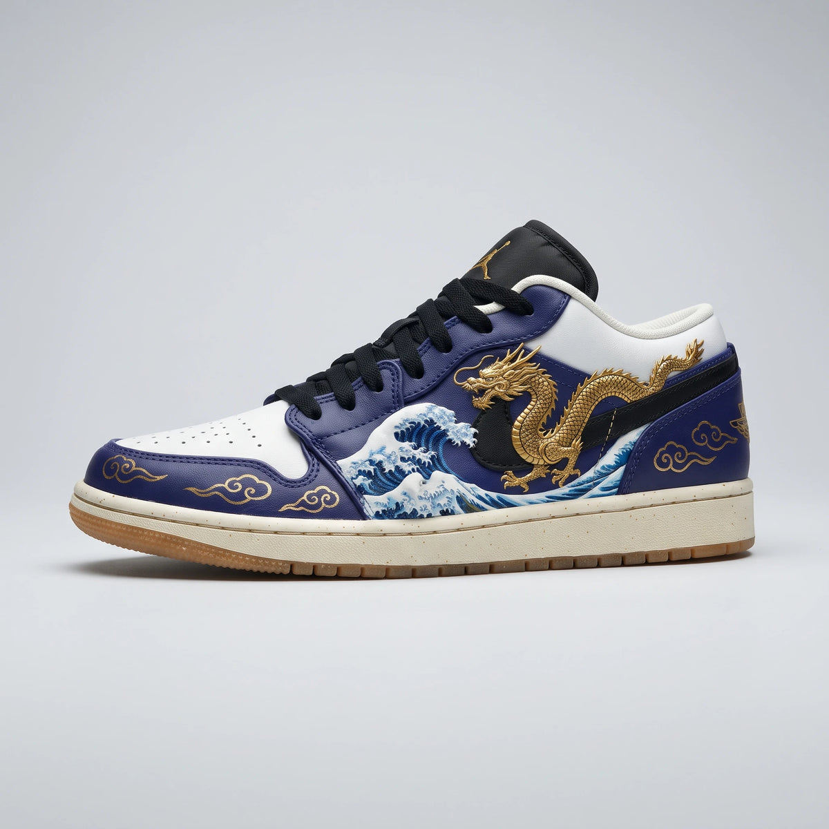 Custom Sneaker Great Wave & Imperial Gold Dragon