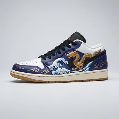 Custom Sneaker Great Wave & Imperial Gold Dragon