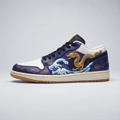 Custom Sneaker Great Wave & Imperial Gold Dragon