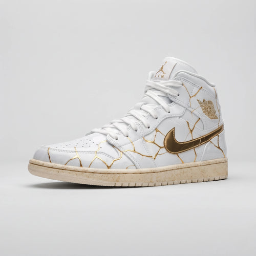 Custom Sneaker Kintsugi 24K Gold Broken Porcelain Mids