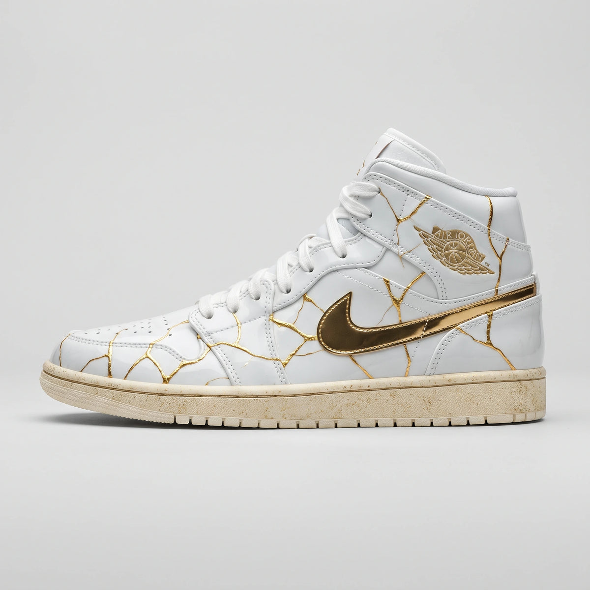 Custom Sneaker Kintsugi 24K Gold Broken Porcelain Mids