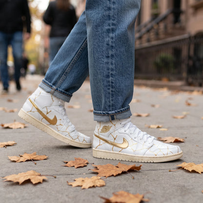 Custom Sneaker Kintsugi 24K Gold Broken Porcelain Mids