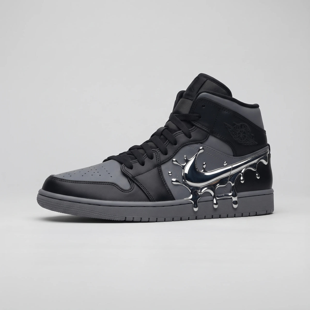 Custom Sneaker Liquid Chrome Mercury & Cyber Splash Mids