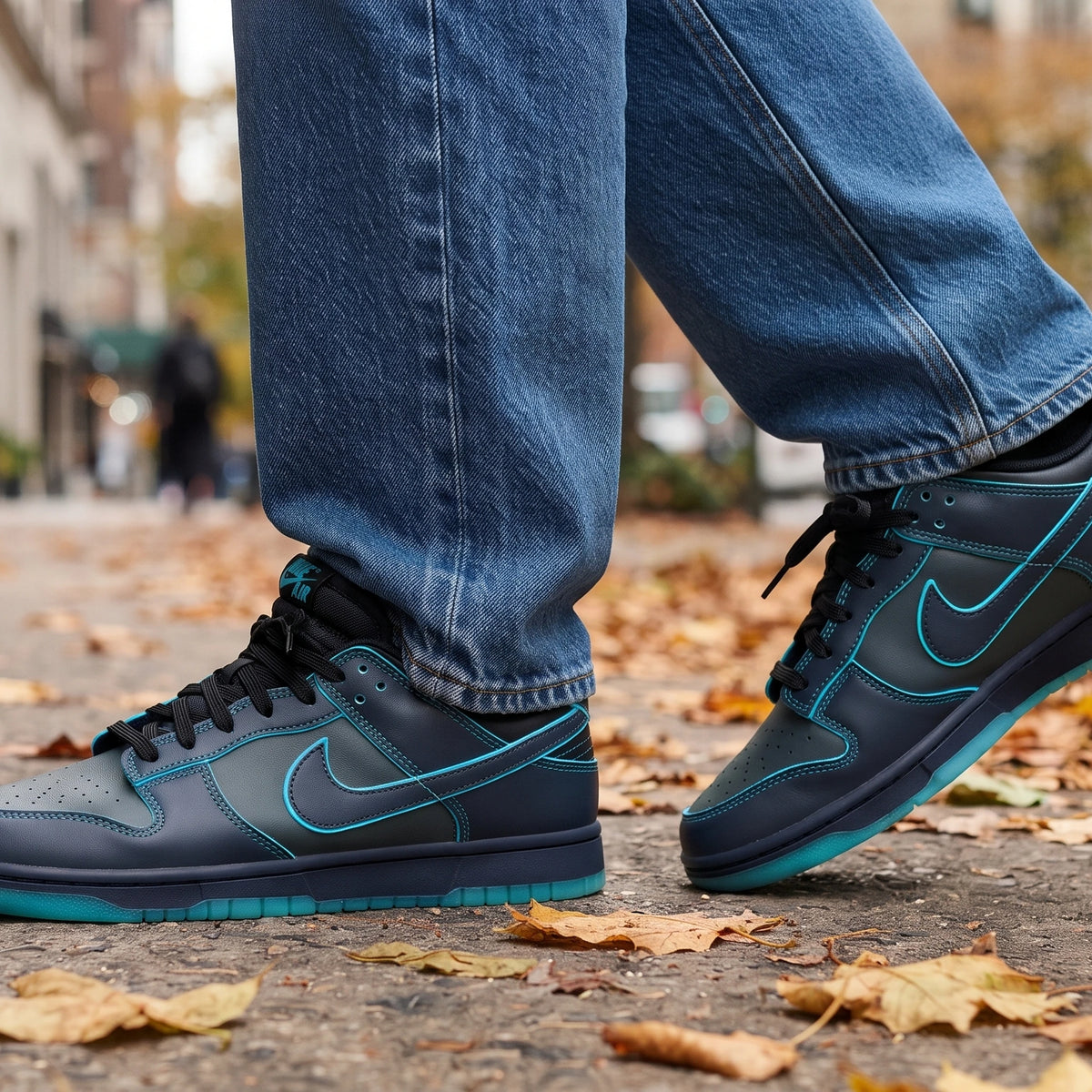 Custom Sneaker Midnight Frost Neon Cyan