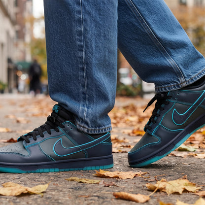 Custom Sneaker Midnight Frost Neon Cyan