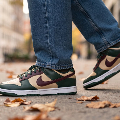 Custom Sneaker Pine Forest & Burgundy Wine