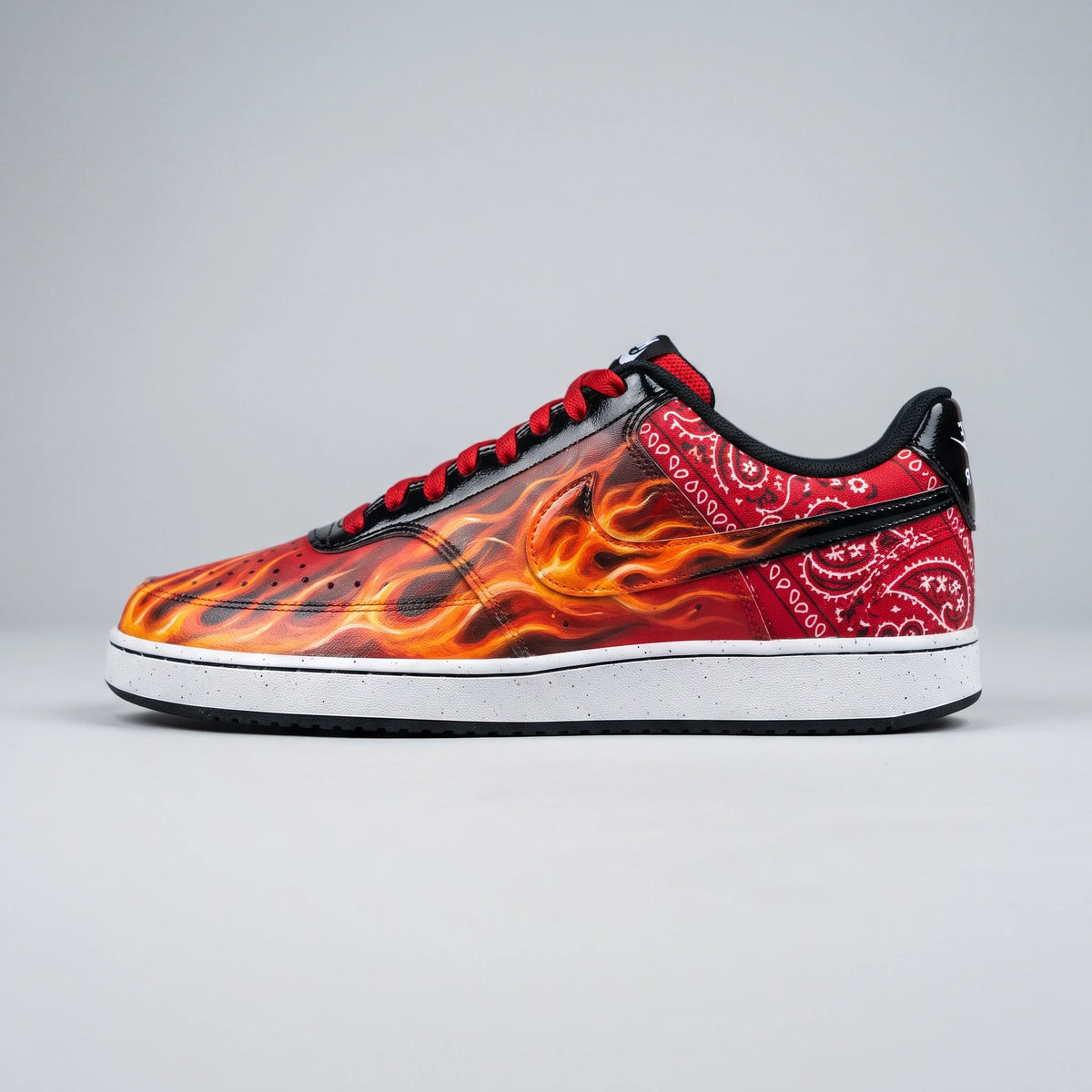 Custom Sneaker Red Bandana Blazing Flame Lows