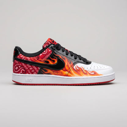 Custom Sneaker Red Bandana Blazing Flame Lows