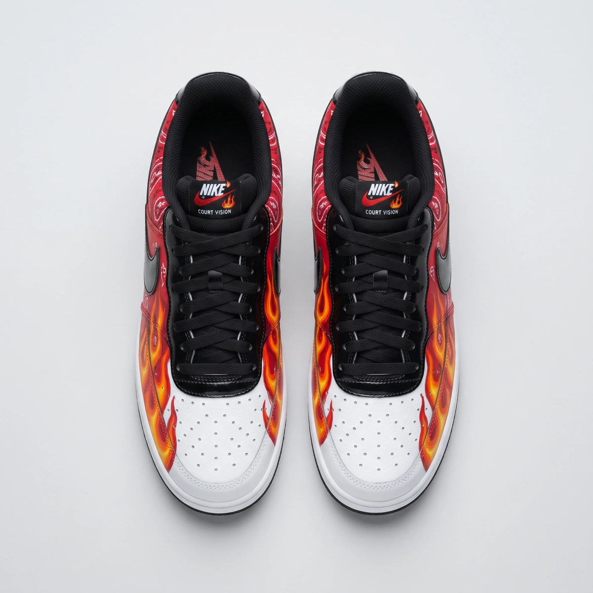 Custom Sneaker Red Bandana Blazing Flame Lows