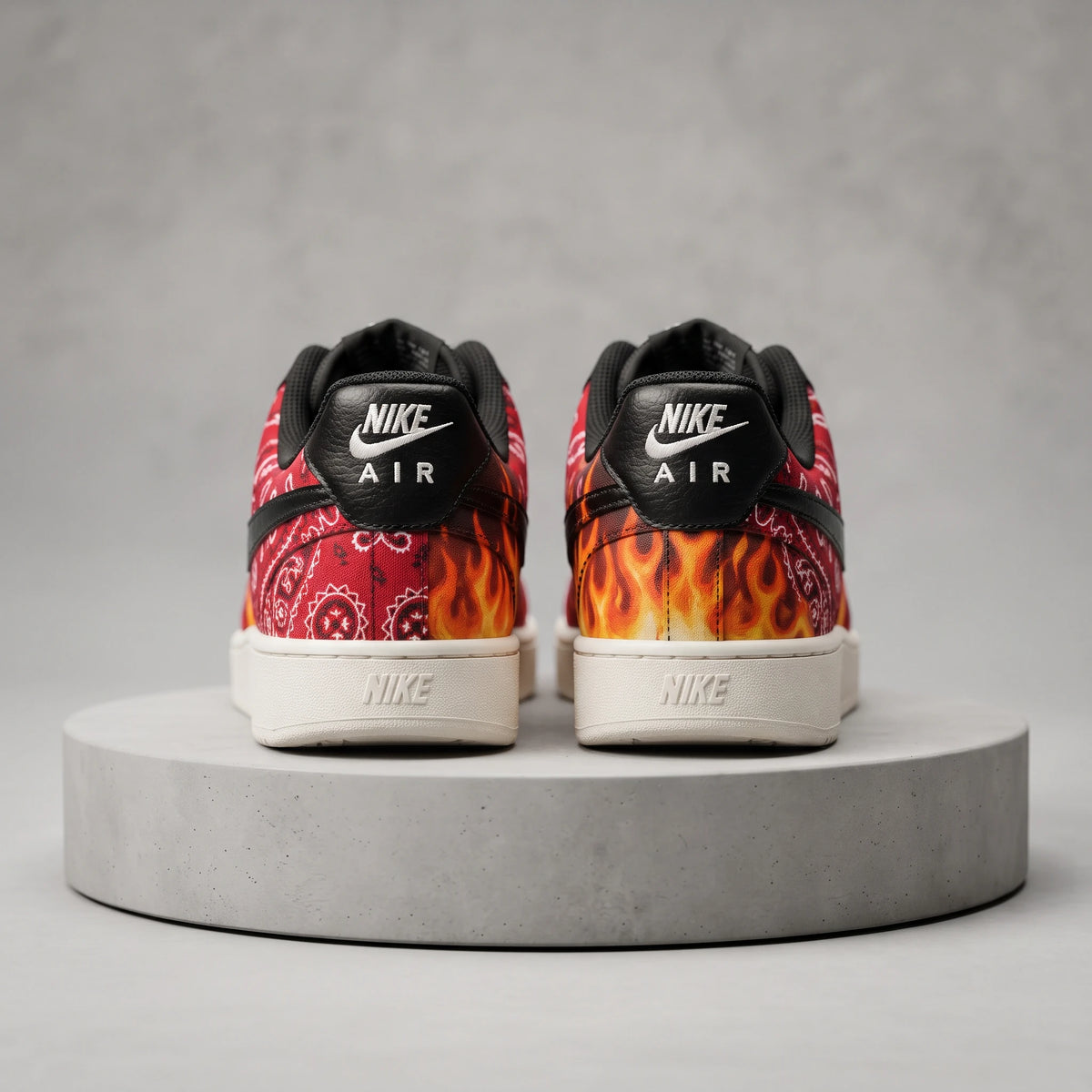 Custom Sneaker Red Bandana Blazing Flame Lows