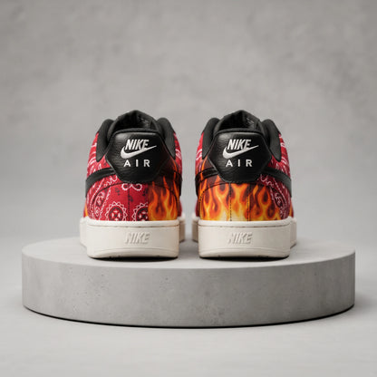 Custom Sneaker Red Bandana Blazing Flame Lows