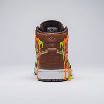Custom Sneaker Savage Monogram & Neon Hazard Drip Mids
