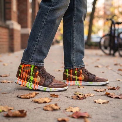 Custom Sneaker Savage Monogram & Neon Hazard Drip Mids