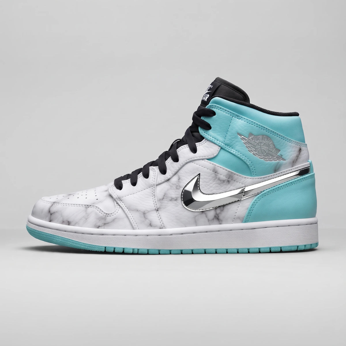 Custom Sneaker Tiffany Diamond & Carrara Marble Mids