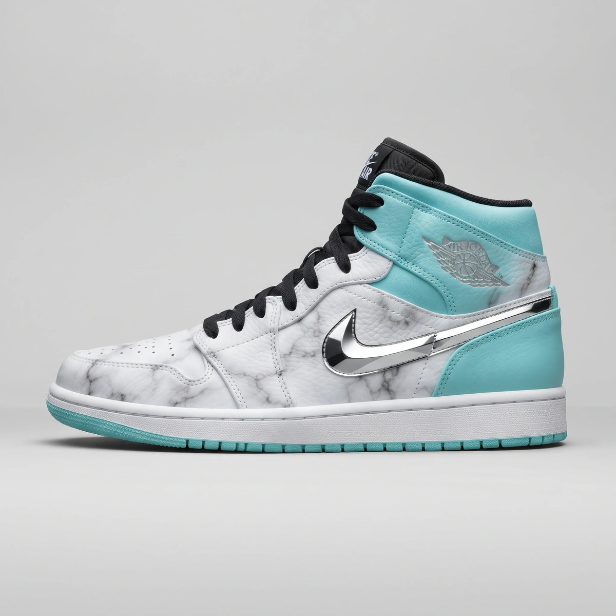 Custom Sneaker Tiffany Diamond & Carrara Marble Mids