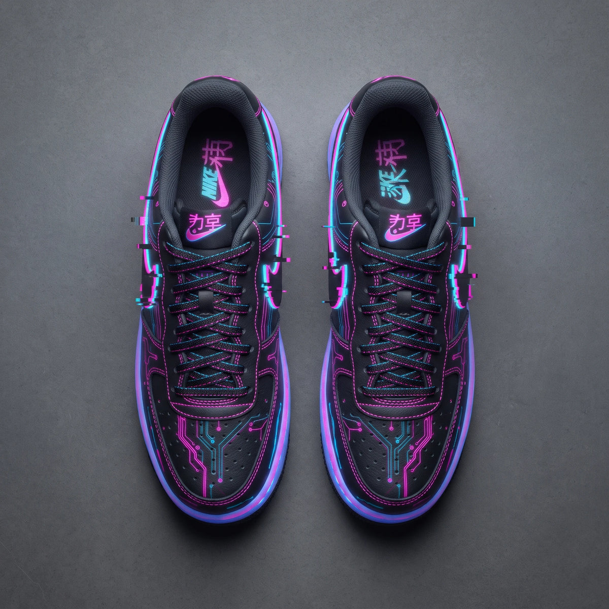 Custom Sneaker Tokyo Neon Cyber Glitch Lows