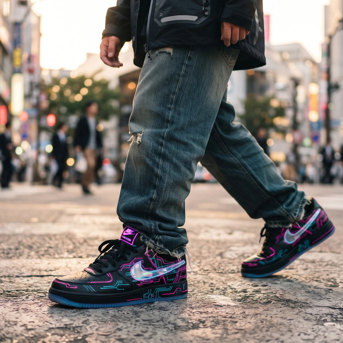 Custom Sneaker Tokyo Neon Cyber Glitch Lows